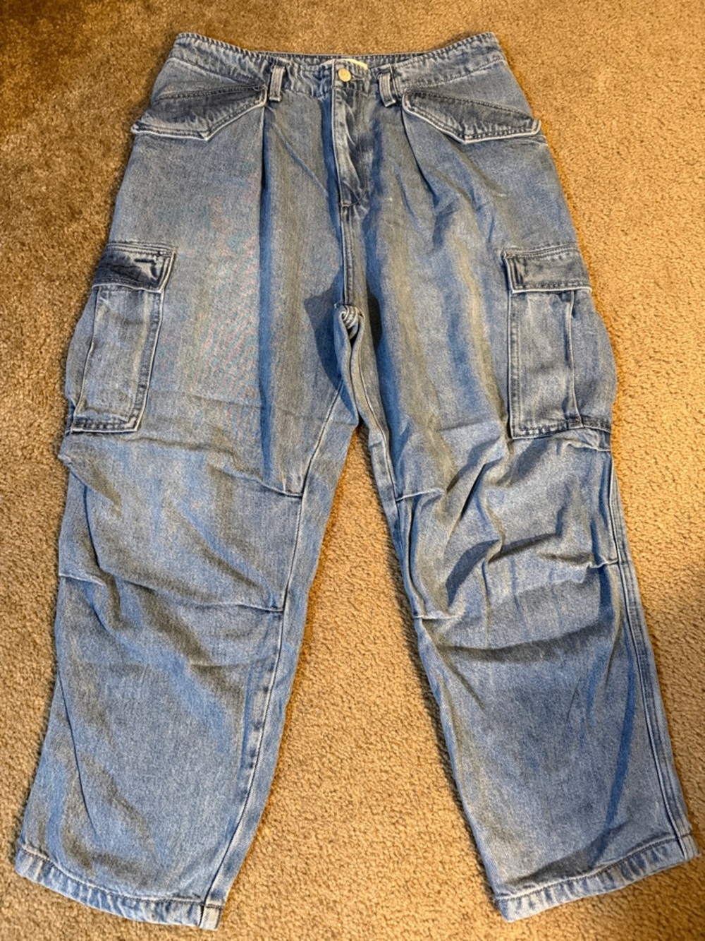 Lucky Brand Women’s Light Blue Relaxed Cargo Denim Jeans